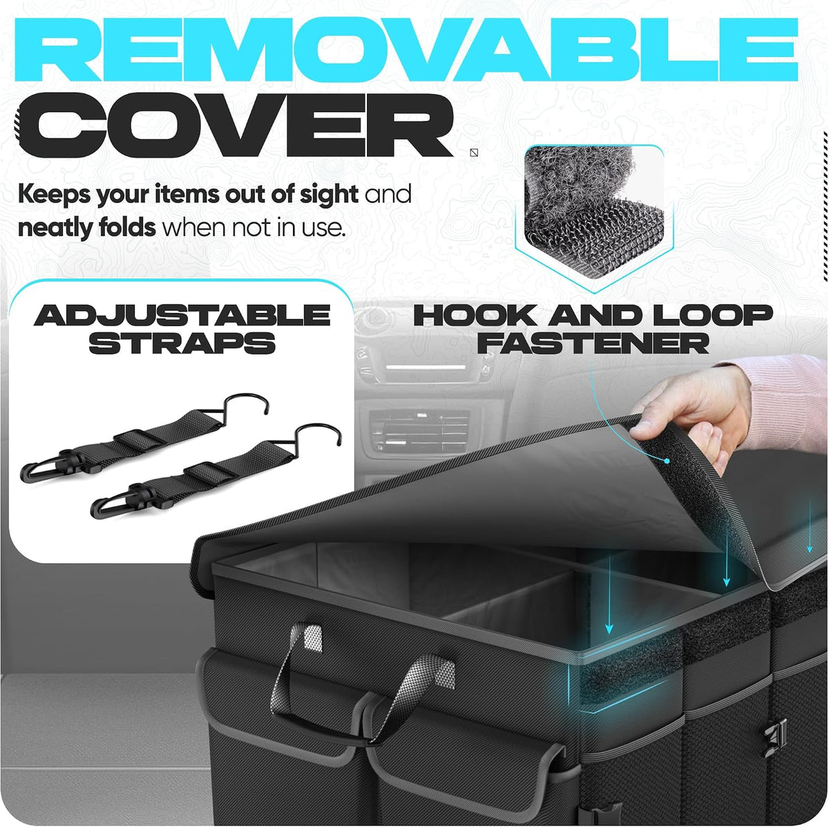 FORTEM Trunk Organizer - Foldable Car Organizer & Storage for SUVs & Trucks