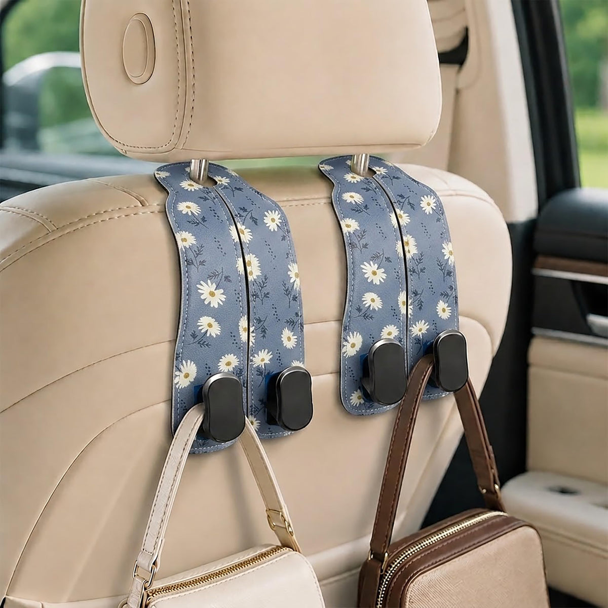 Cute Vintage Floral Car Seat Headrest Hooks for Purses & Bags