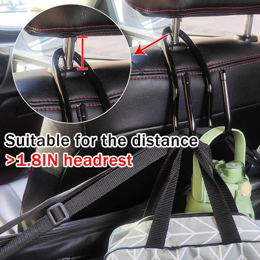 Adjustable Car Seat Headrest Hook 4 Pack Car Storage Organizer Headrest Hanger Holder Hooks for Bags Purses Jackets Sweaters Hats Umbrella, Seat Hooks for Vehicle