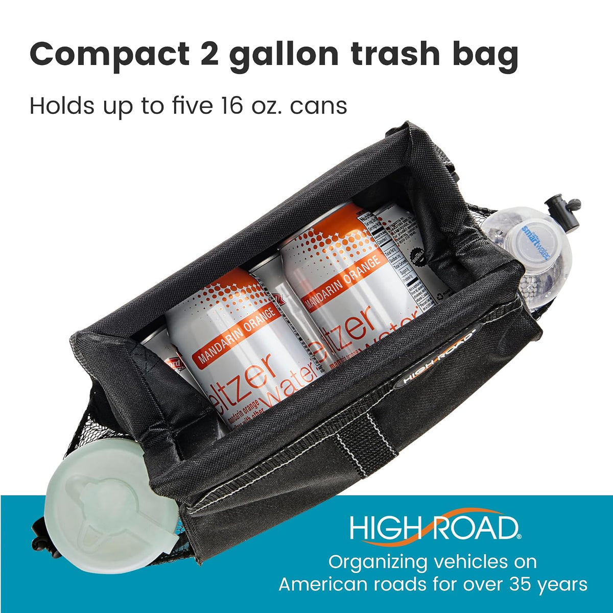 High Road Car Trash Can and Tissue Holder, Hanging Trash Bag Seat Organizer