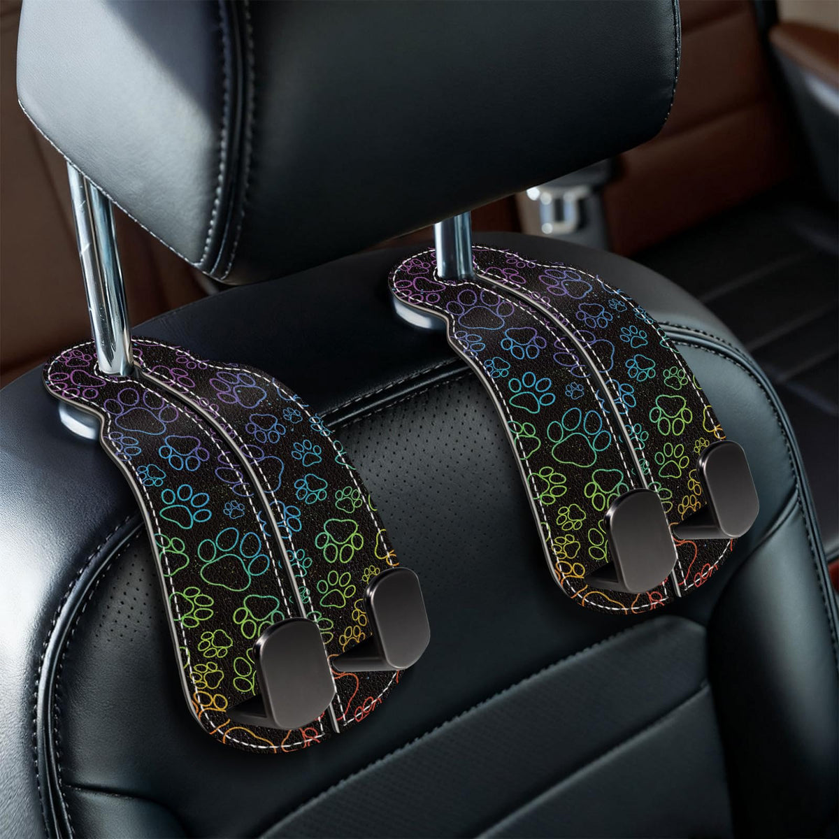 Blusabaca 2PCS Car Seat Headrest Hooks, Purses Bags Holder, Sun and Moon