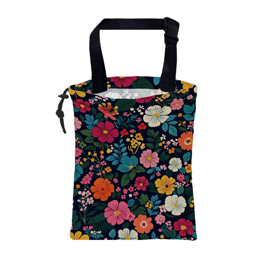 Car Garbage Bag Watercolor Floral and Leaves Drawstring Car Trash Bag Hanging for Back Seat with Adjustable Buckle Canvas Vehicle Trash Can Easy-to-Install