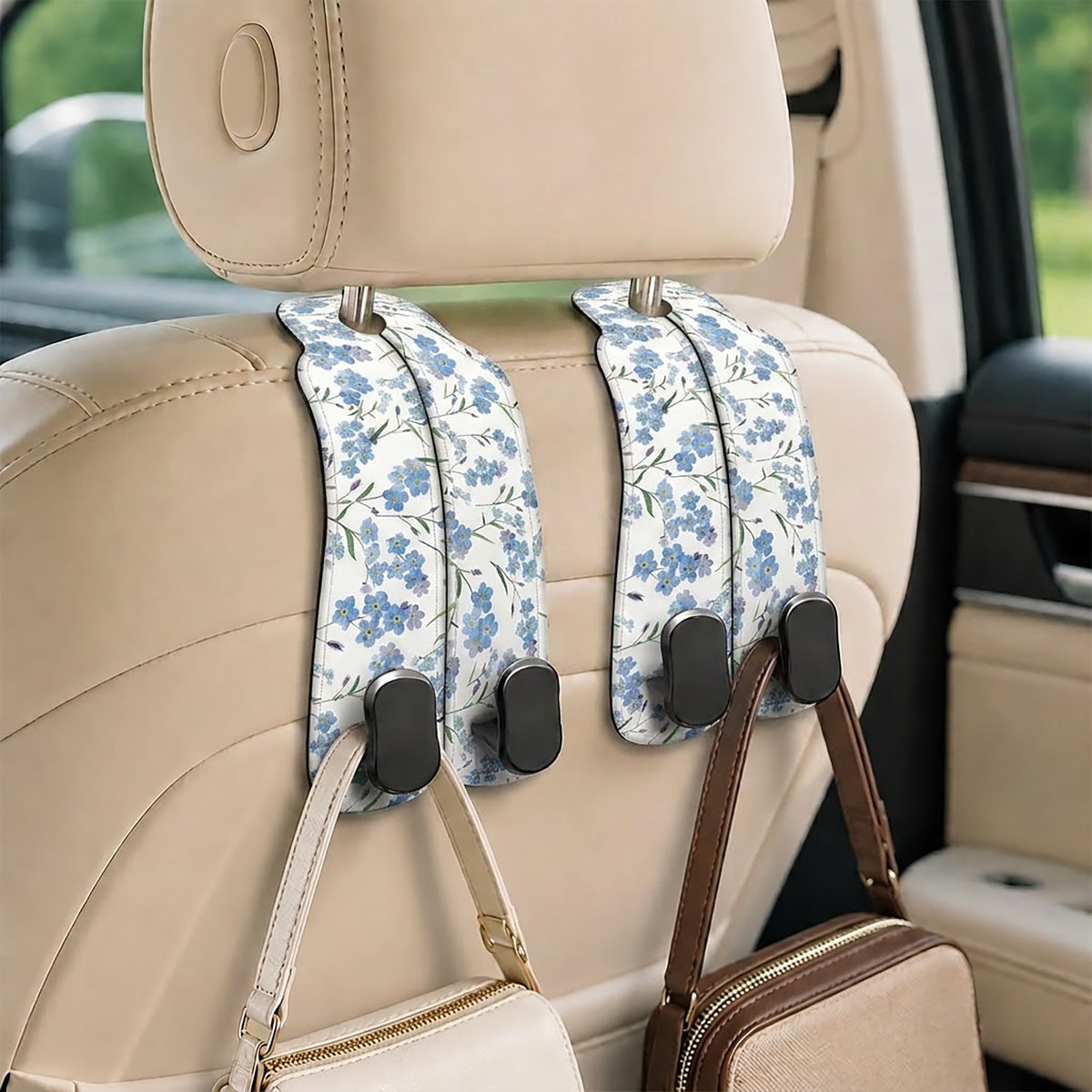 Cute Vintage Floral Car Seat Headrest Hooks for Purses & Bags