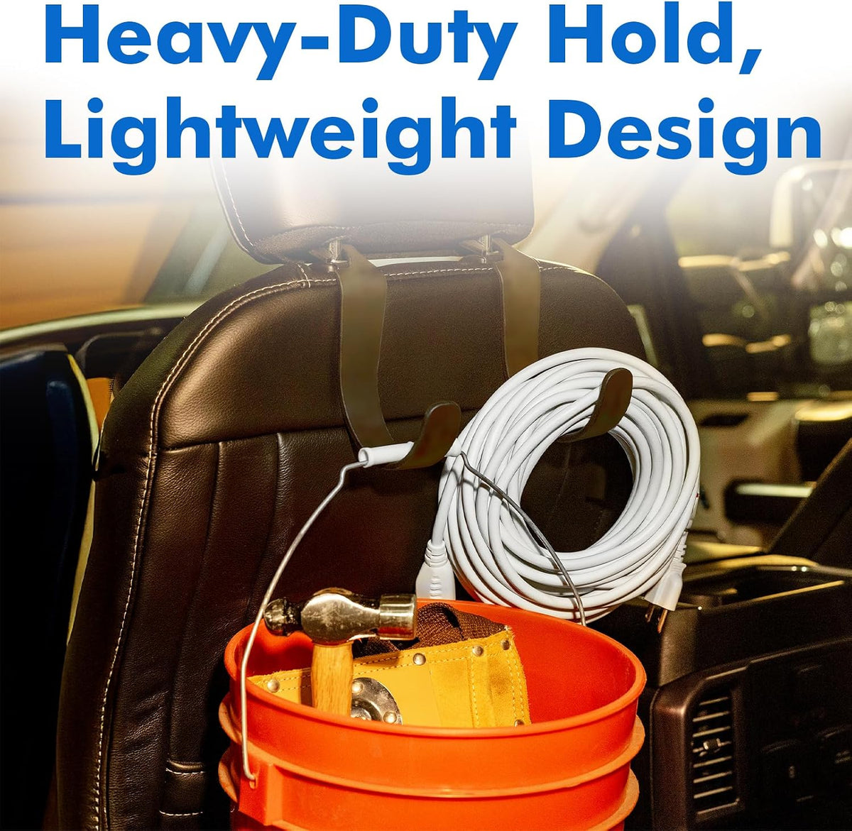 Travel Depot XL Hard Hat Holder for Truck, Heavy-Duty Headrest Hooks, 2PK
