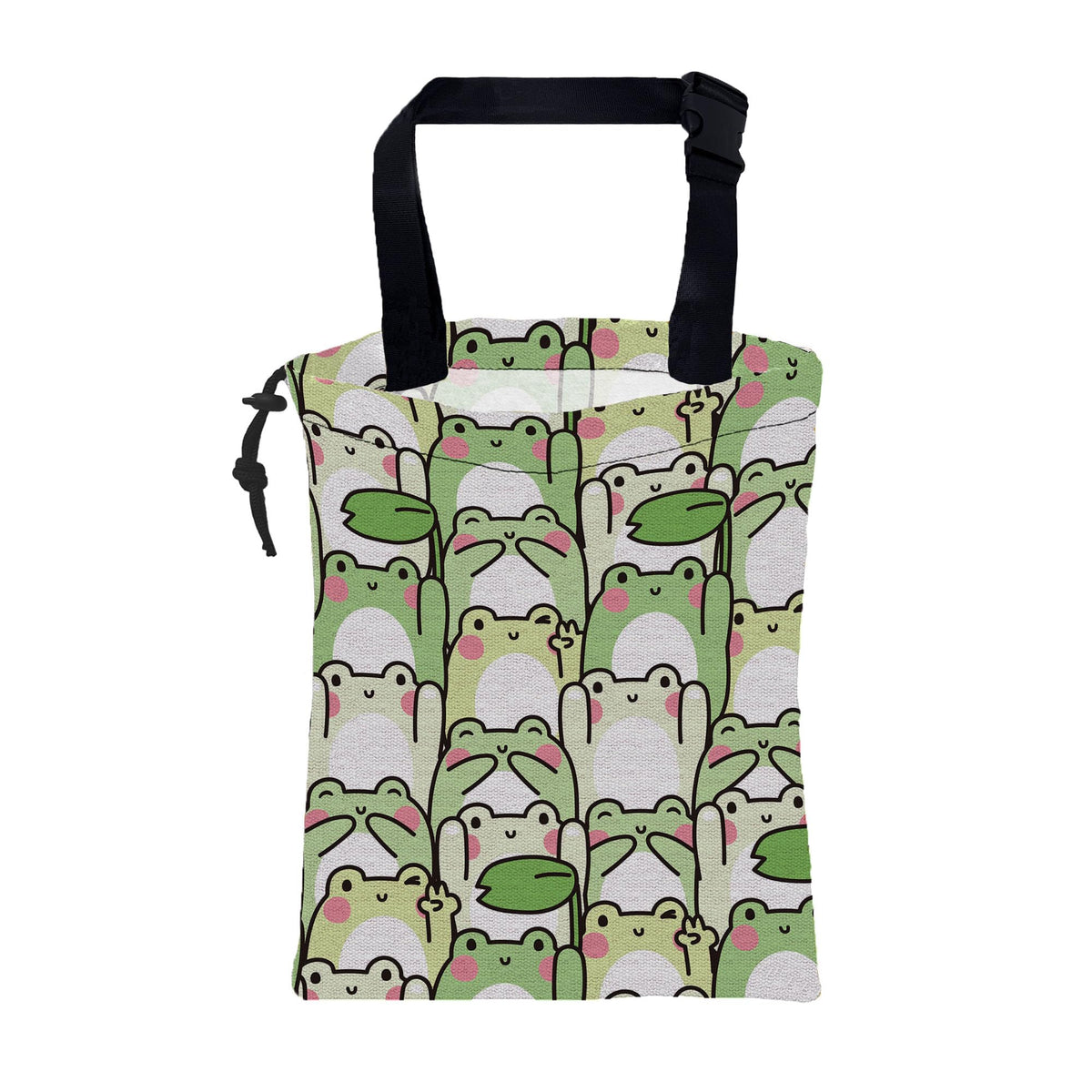 Car Garbage Bag Cute Panda and Heart Drawstring Car Trash Bag Hanging for Back Seat with Adjustable Buckle Canvas Vehicle Trash Can Easy-to-Install