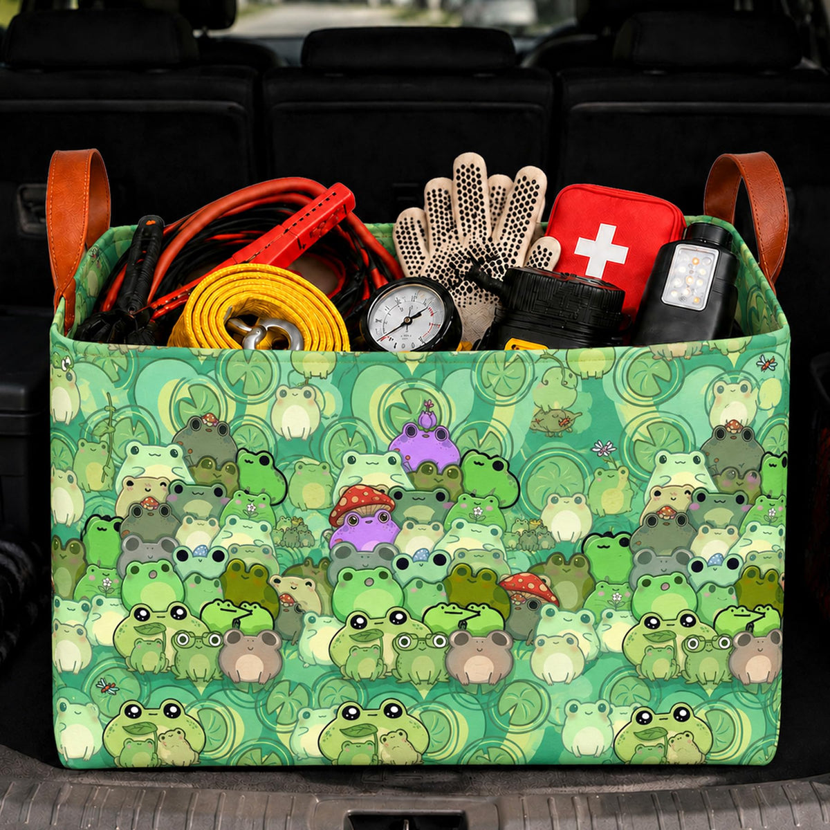Bow Car Trunk Organizer 20L Collapsible Auto Storage Basket with Handles