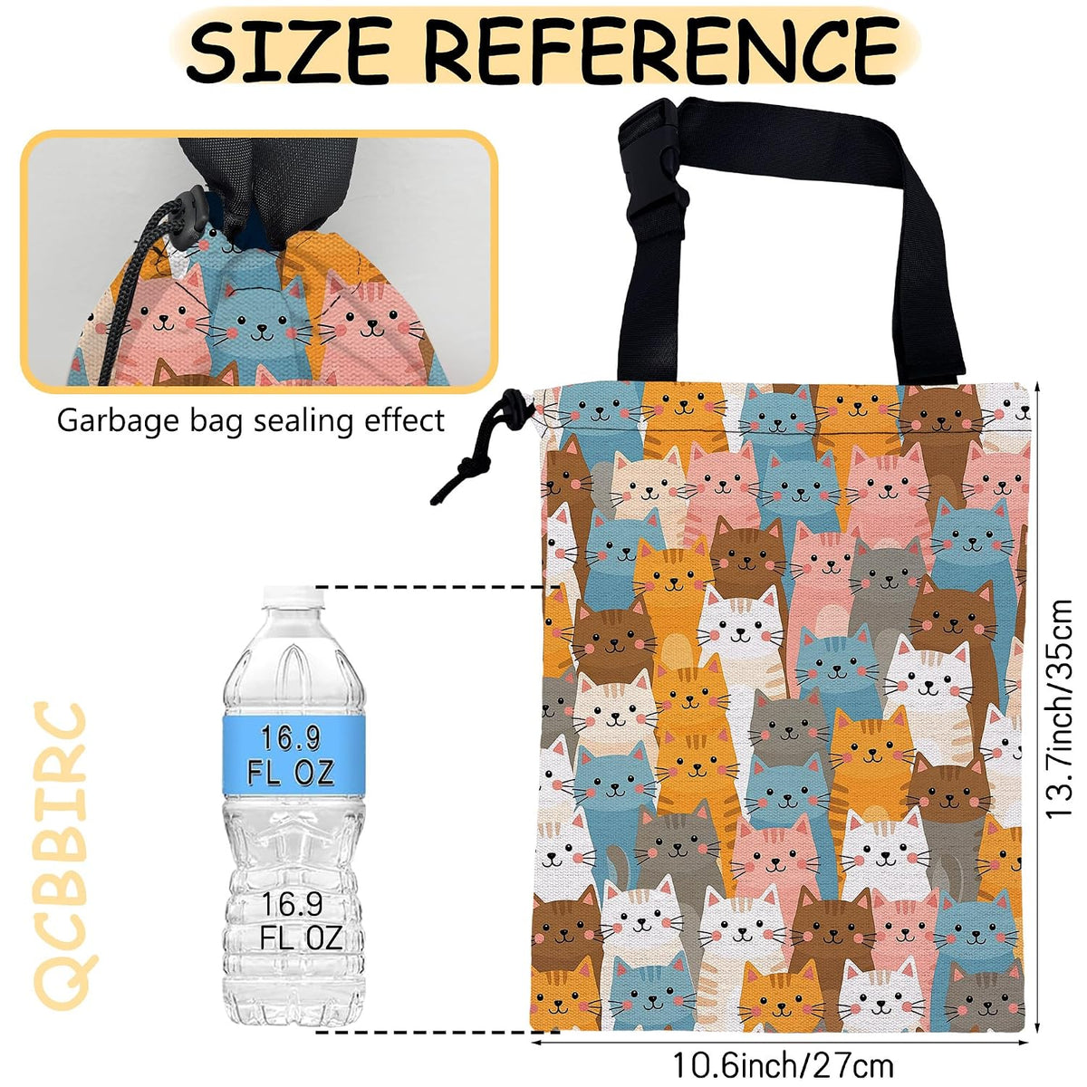 Car Trash Bag Waterproof Hanging Car Garbage Bag Colorful Cute Cats