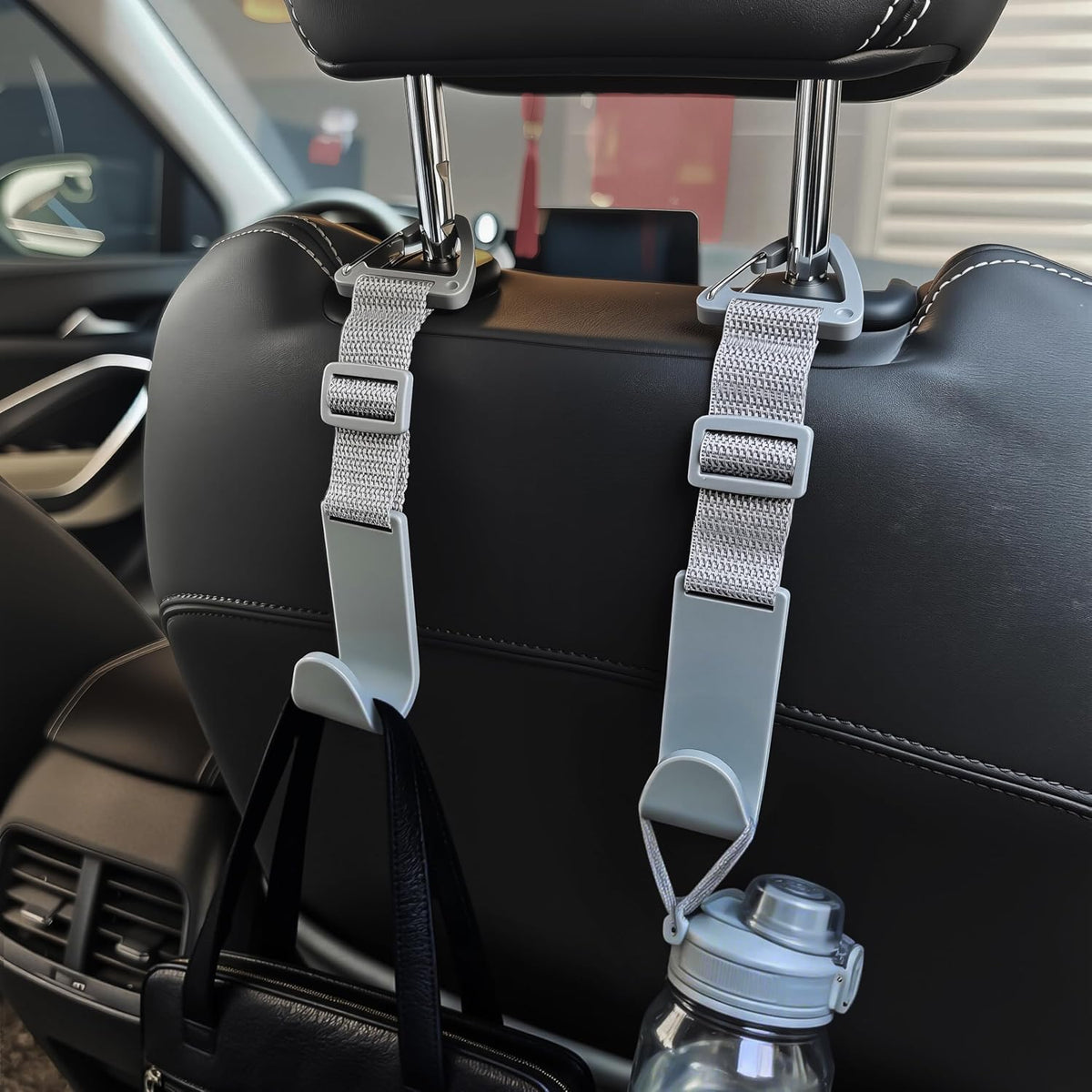 Amooca 4 Pack Anti-drop Headrest Hooks Adjustable Car Seat Organizer