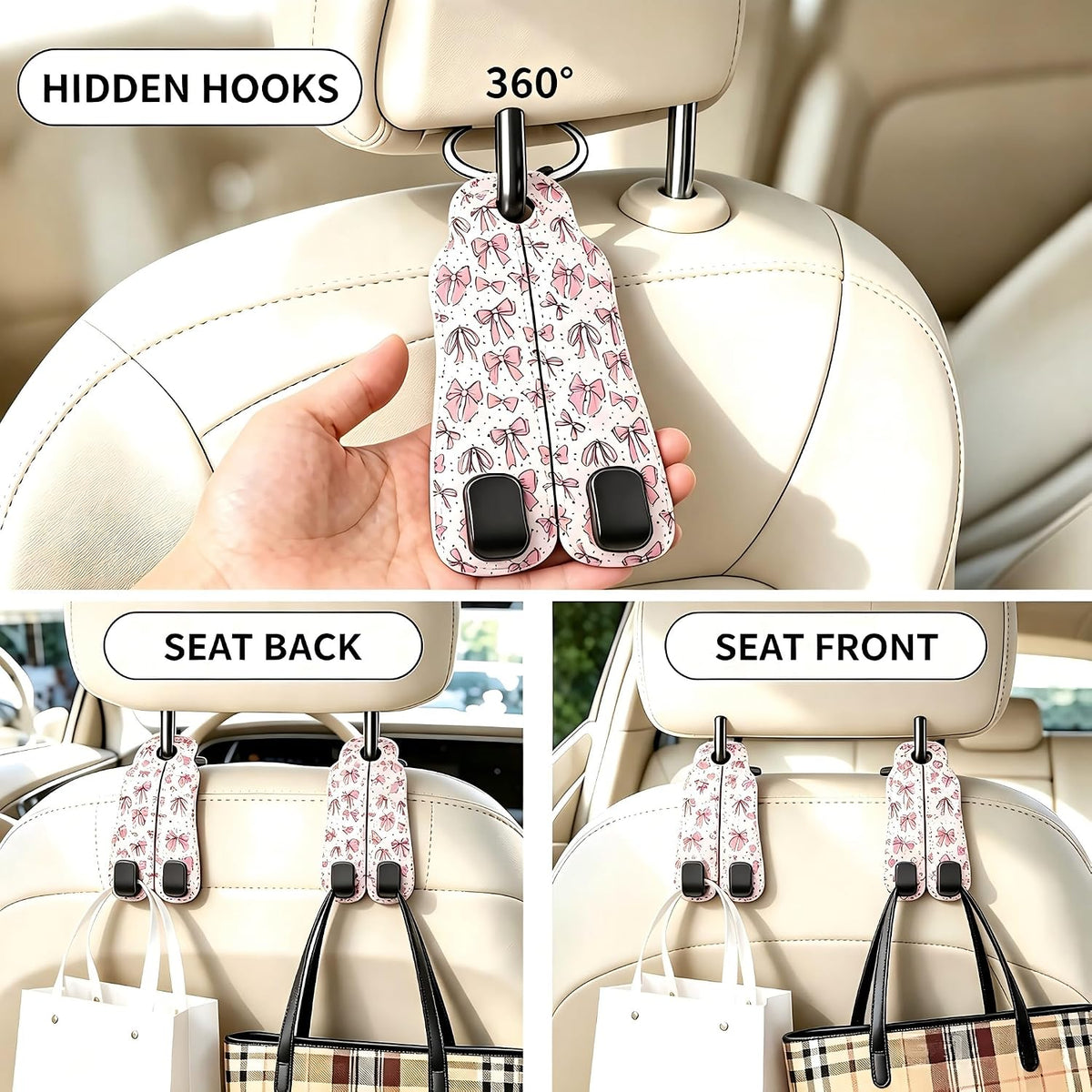 Purse Hook for Car Seat Back Headrest Hooks 2 Pack Car Purse Hook Hanger