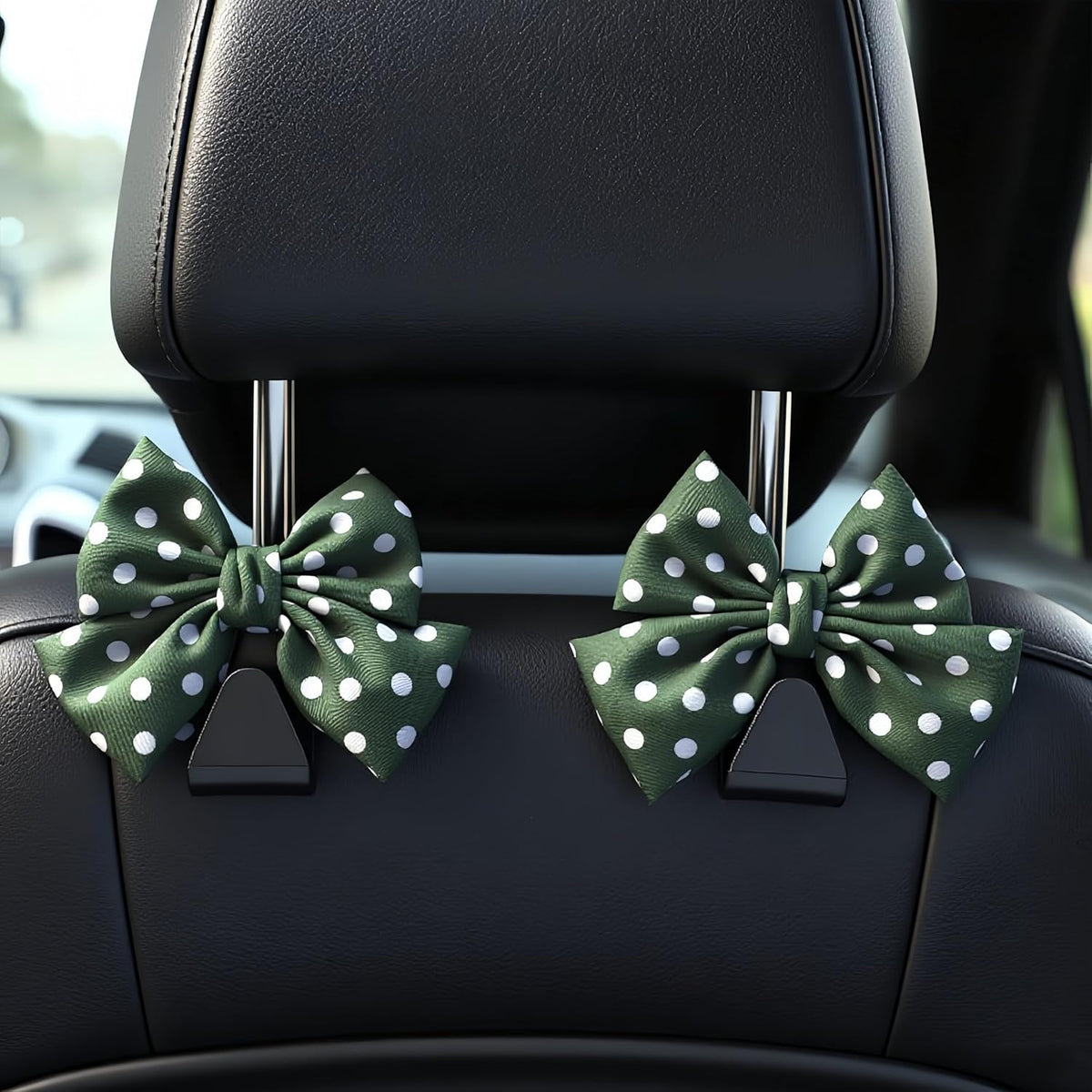 2-Pack Car Purse Hooks for Hanging Purses and Bags, Cute Bow car seat headrest Hooks for Hanging car Purse Hooks. (Brown)