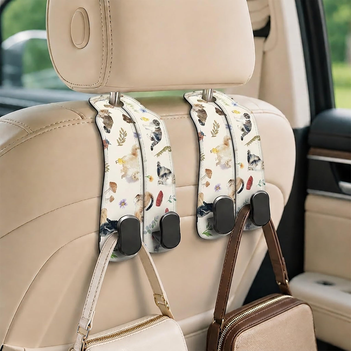 Cute Vintage Floral Car Seat Headrest Hooks for Purses & Bags