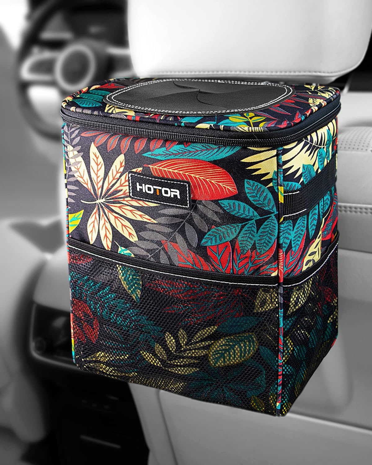 HOTOR Car Trash Can, Leakproof Car Organizer, 2-Gallon, Gray
