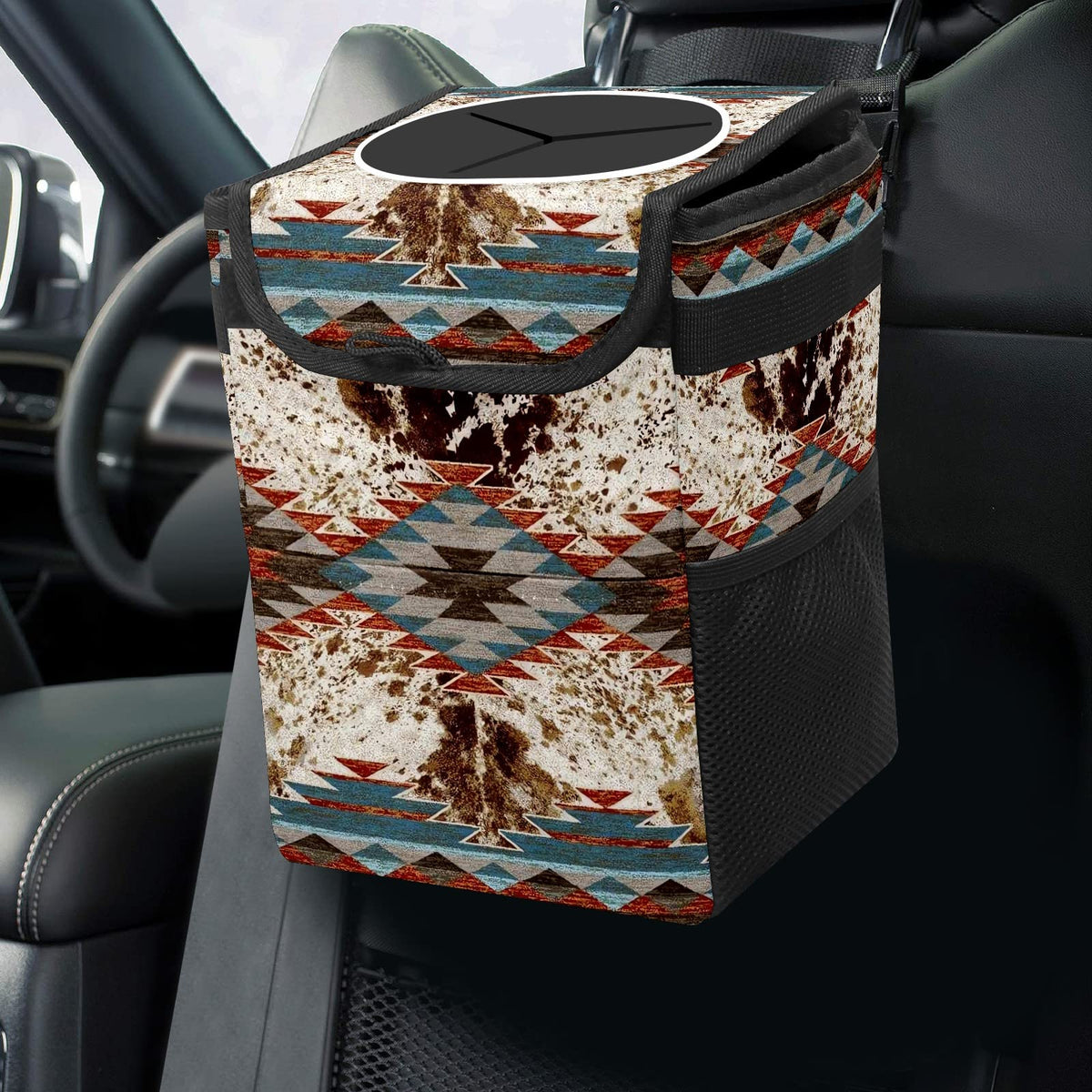 Colorful Sea Turtle Animal Car Trash Can with Lid Collapsible Reusable Waterproof Automotive Garbage Can,Car Organizer