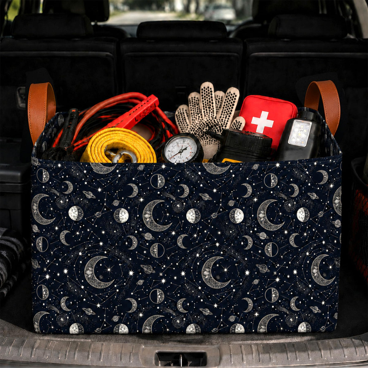 Bow Car Trunk Organizer 20L Collapsible Auto Storage Basket with Handles