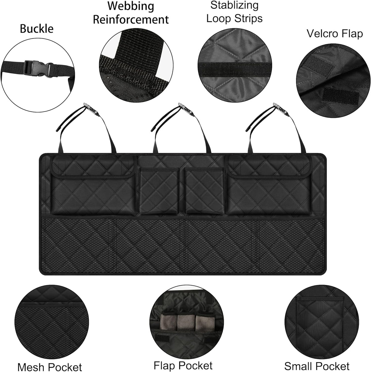 Femuar Trunk Organizer, Hanging Backseat Car Storage Bag for SUV (42"*18")