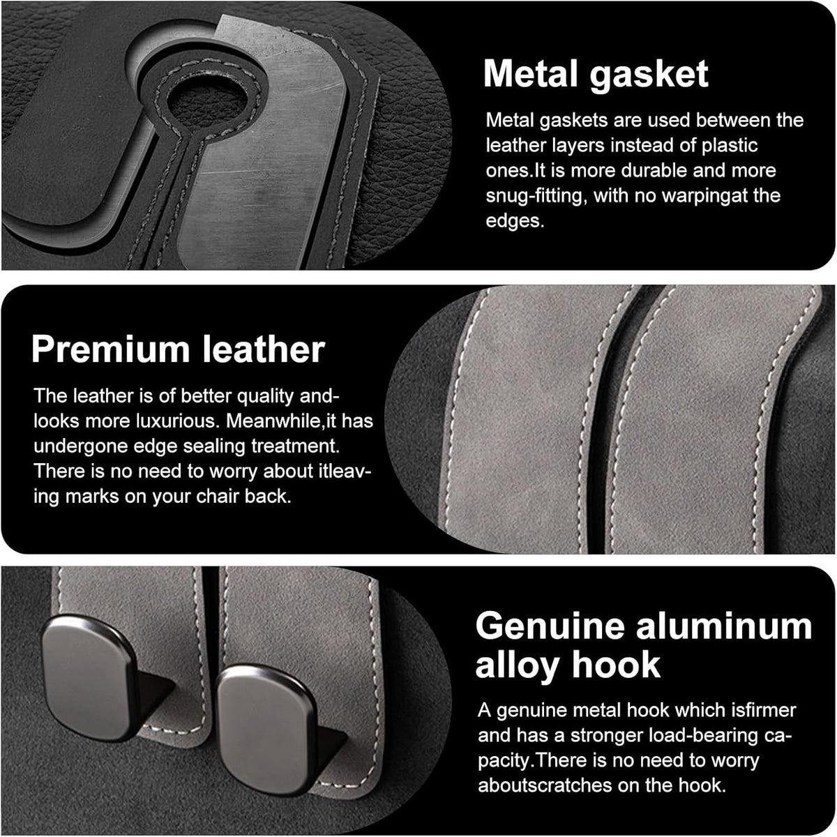 Car Purse Hook Purse Hook for Car Seats Headrest Car Seat Hooks,Heavy Duty Vehicle Organizer for Handbags, Groceries, Purses, Keep Car Tidy (Gray, 4 Pack)