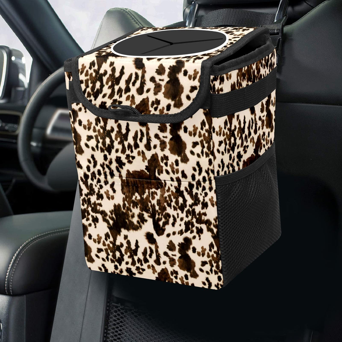 Colorful Sea Turtle Animal Car Trash Can with Lid Collapsible Reusable Waterproof Automotive Garbage Can,Car Organizer