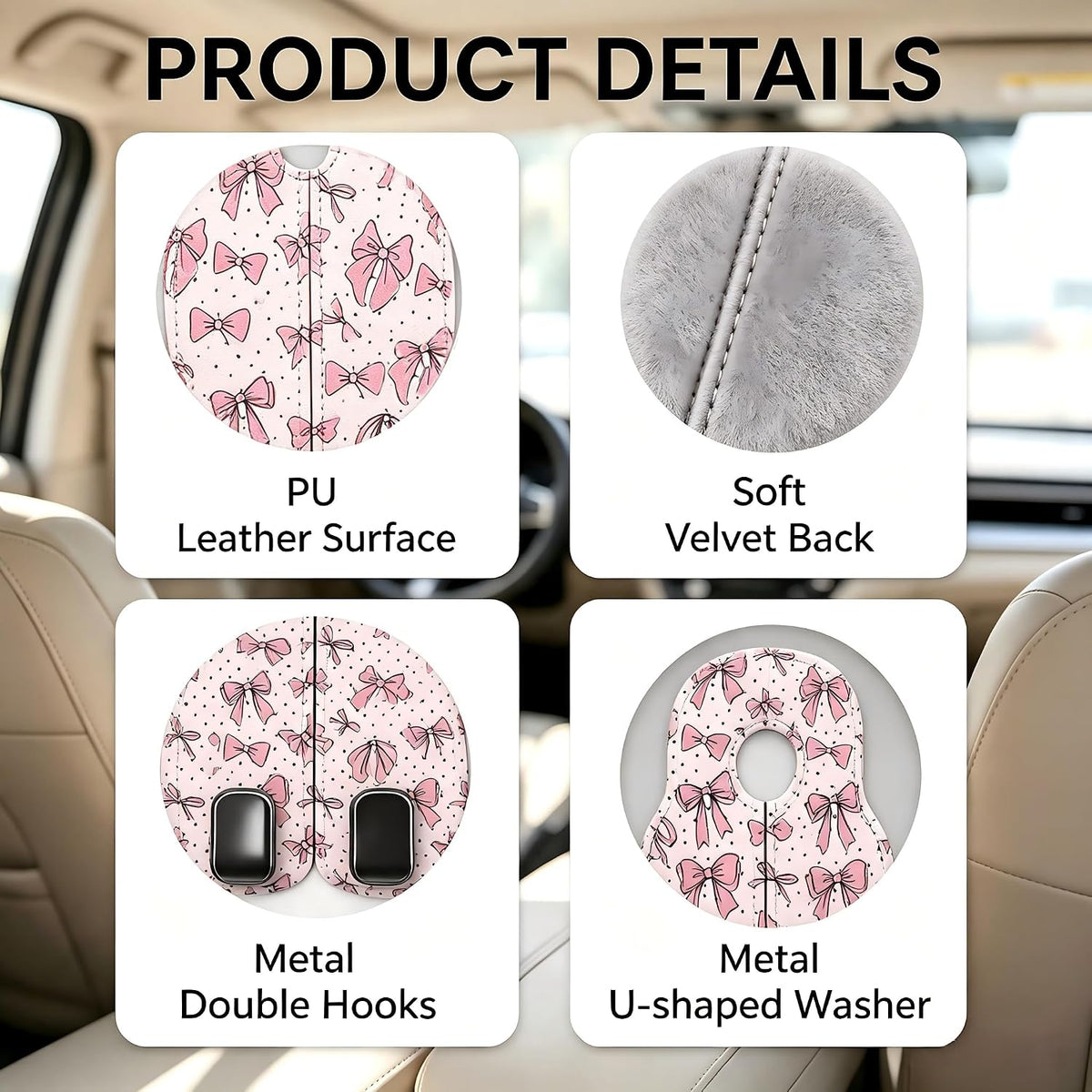 Purse Hook for Car Seat Back Headrest Hooks 2 Pack Car Purse Hook Hanger