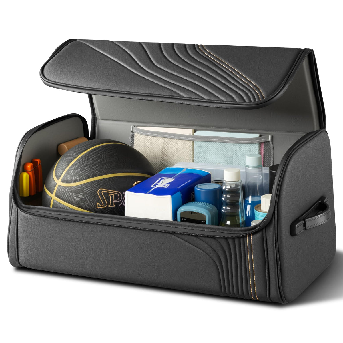 TOPABYTE Car Trunk Organizer with Lid Capacity Collapsible Bag Black, Small