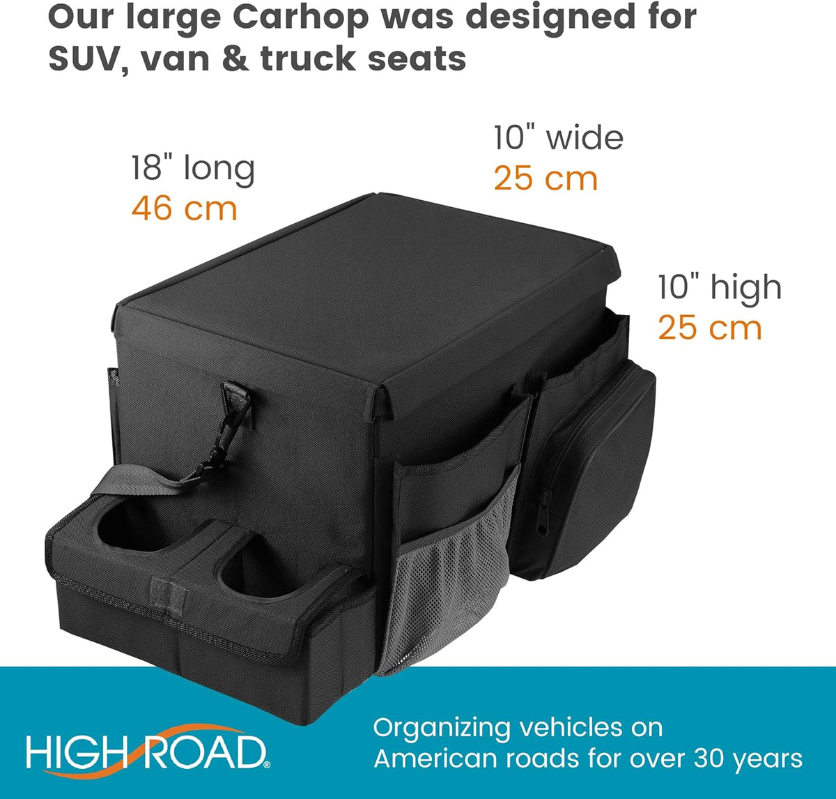 High Road Car Front Seat Storage Organizer - Passenger Seat Desk for Laptop