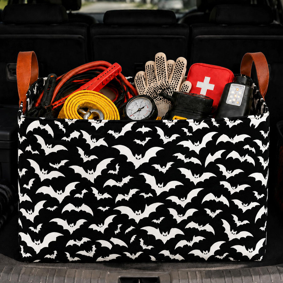 Bow Car Trunk Organizer 20L Collapsible Auto Storage Basket with Handles