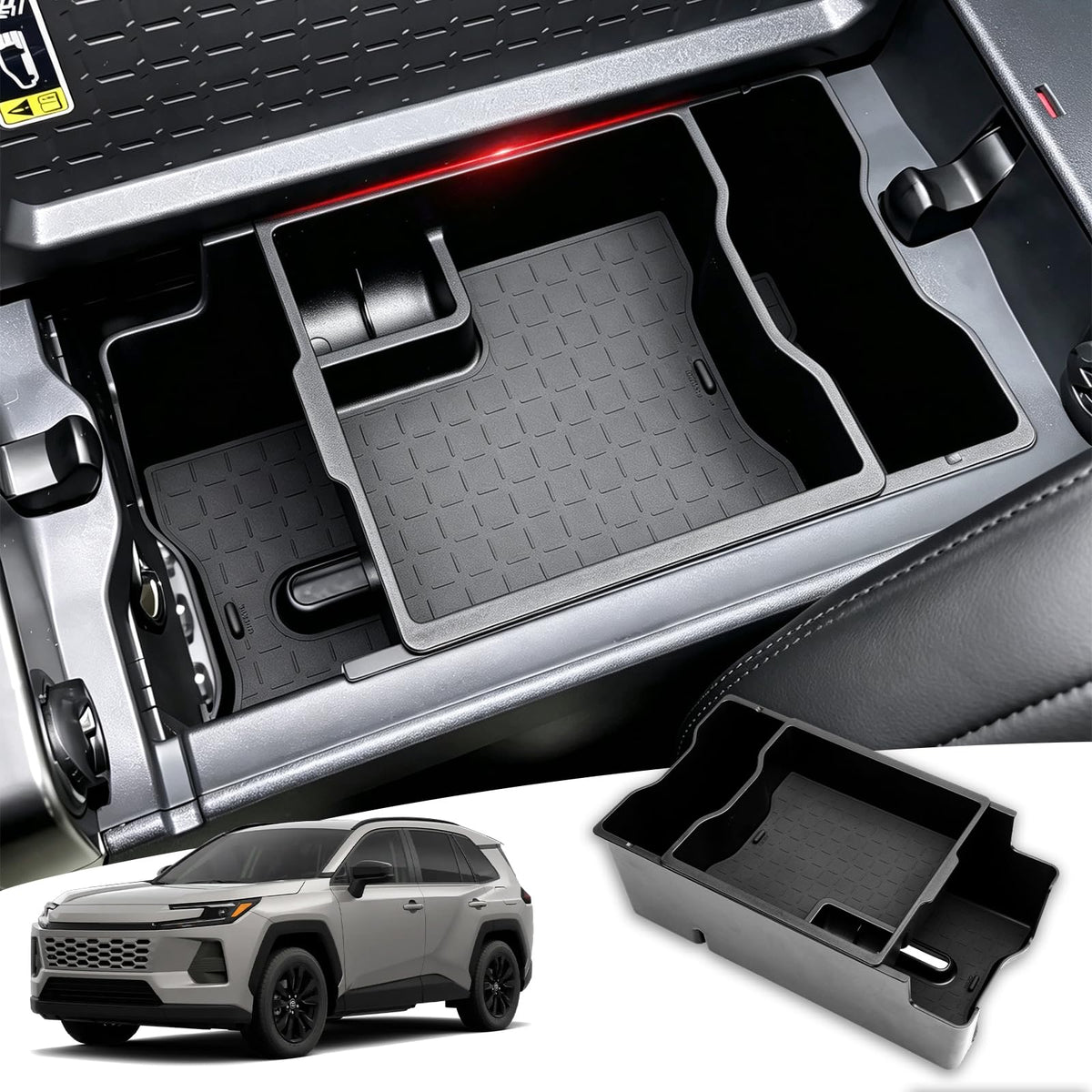 Autorder Center Console Organizer for 2022 2023 2024 2025 2026 Lexus NX NX 250/NX 350/NX 350h 450h+ Accessories Armrest Storage Box Secondary Insert Tray with Anti-Slip Mat