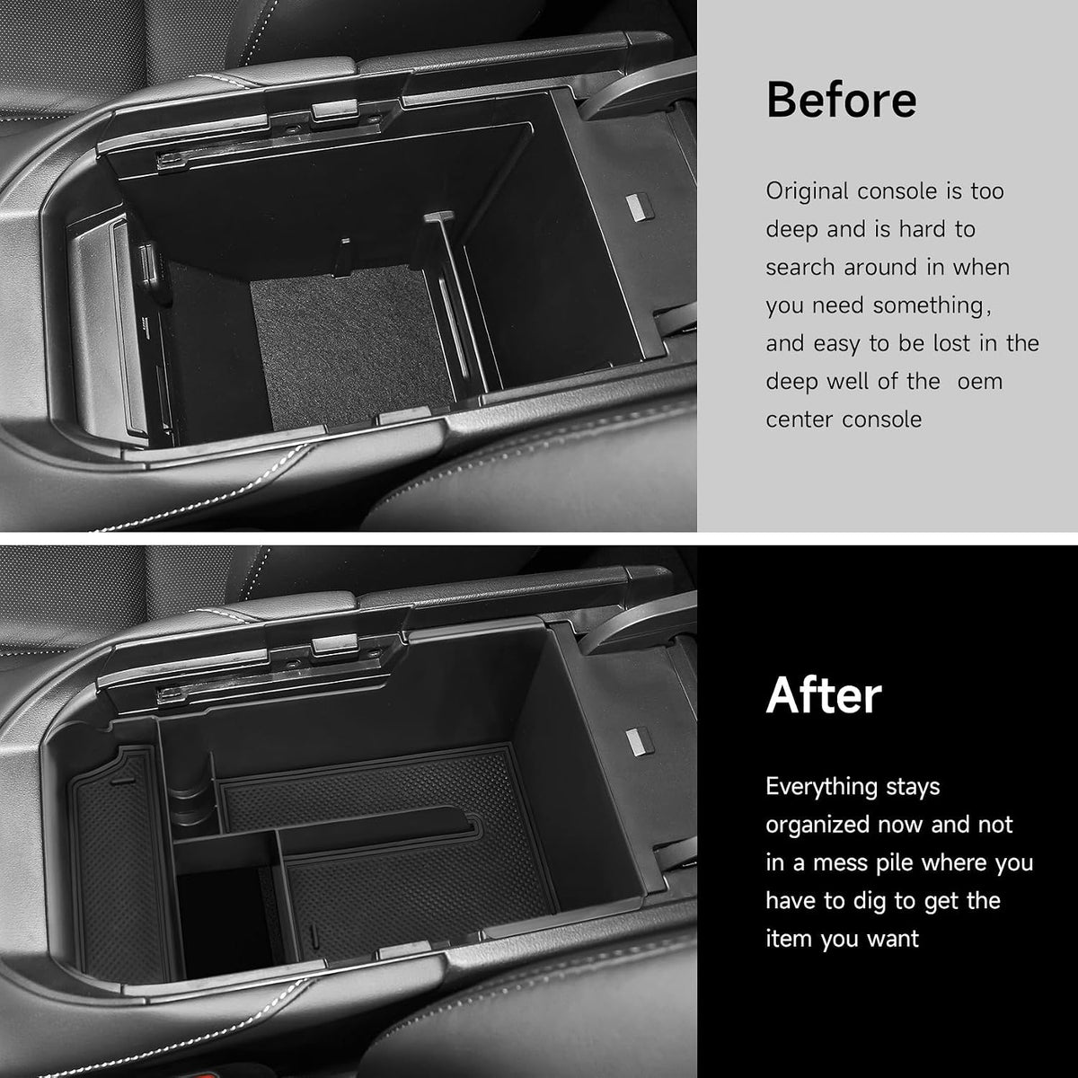 Center Console Organizer Tray Compatible with Mazda 2020-2026 CX-30 CX30 Accessories Armrest Storage Box ABS Console Insert Tray Container (Black Mat)