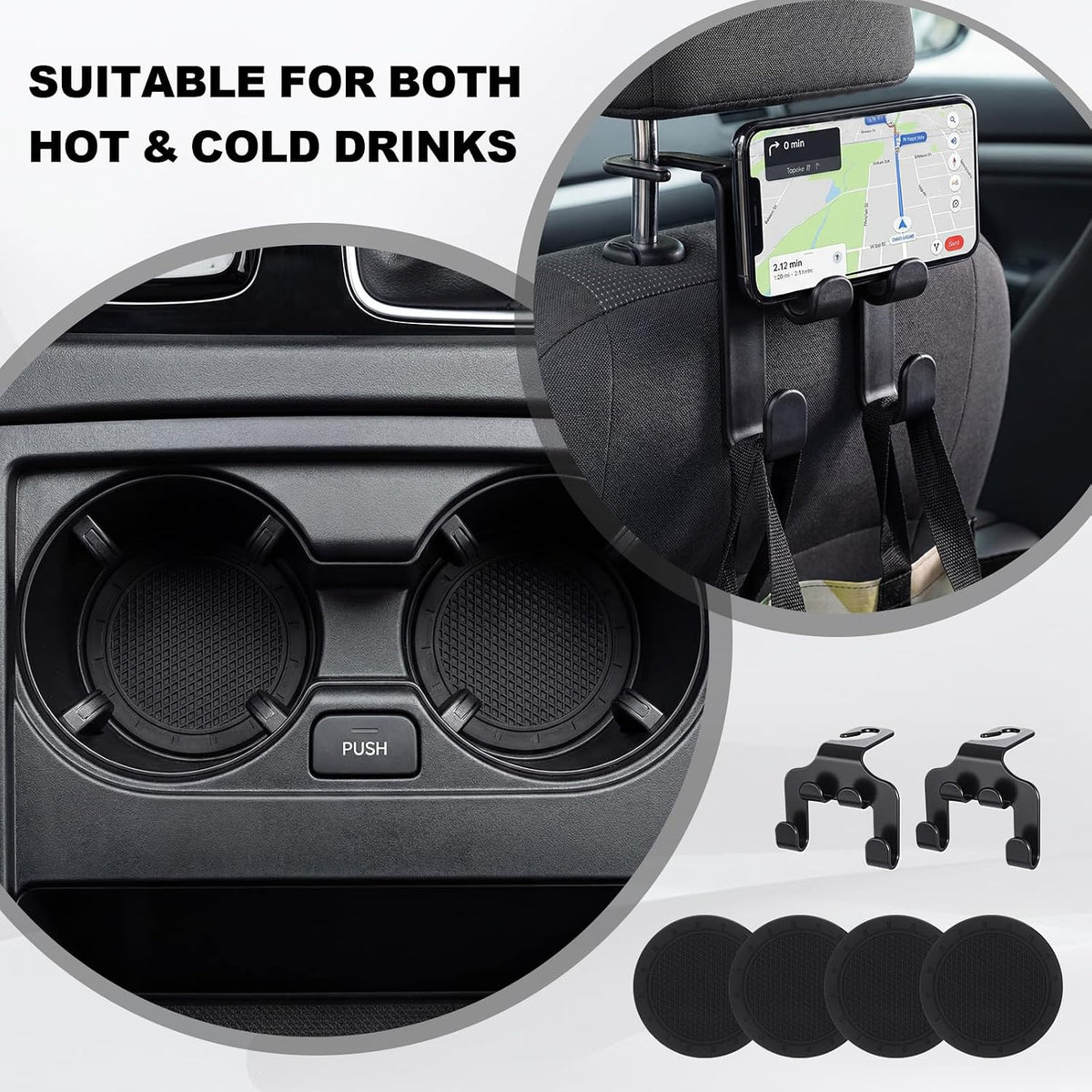 BBTO 2 Pack Car Front Seat Gap Filler Organizer with Cup Holder for SUV