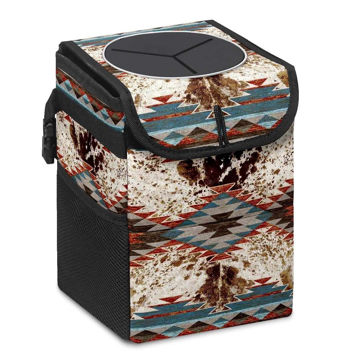 Colorful Sea Turtle Animal Car Trash Can with Lid Collapsible Reusable Waterproof Automotive Garbage Can,Car Organizer