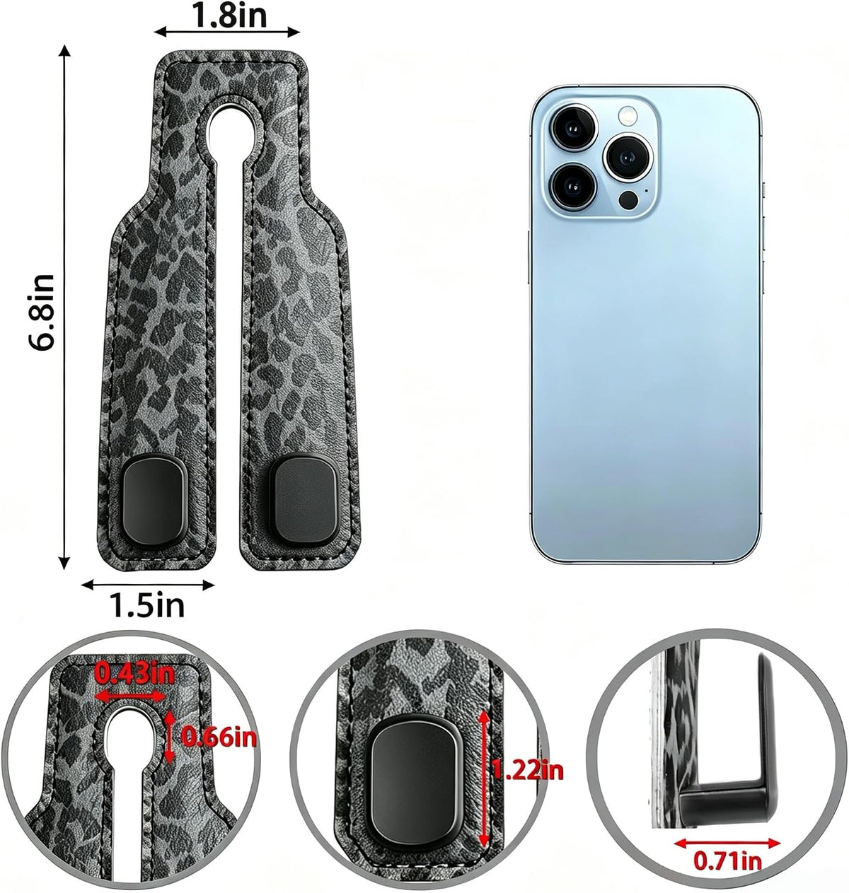 Car Hooks for Headrest: 2Pcs Bag Hooks For Car - Leopard Car Hooks