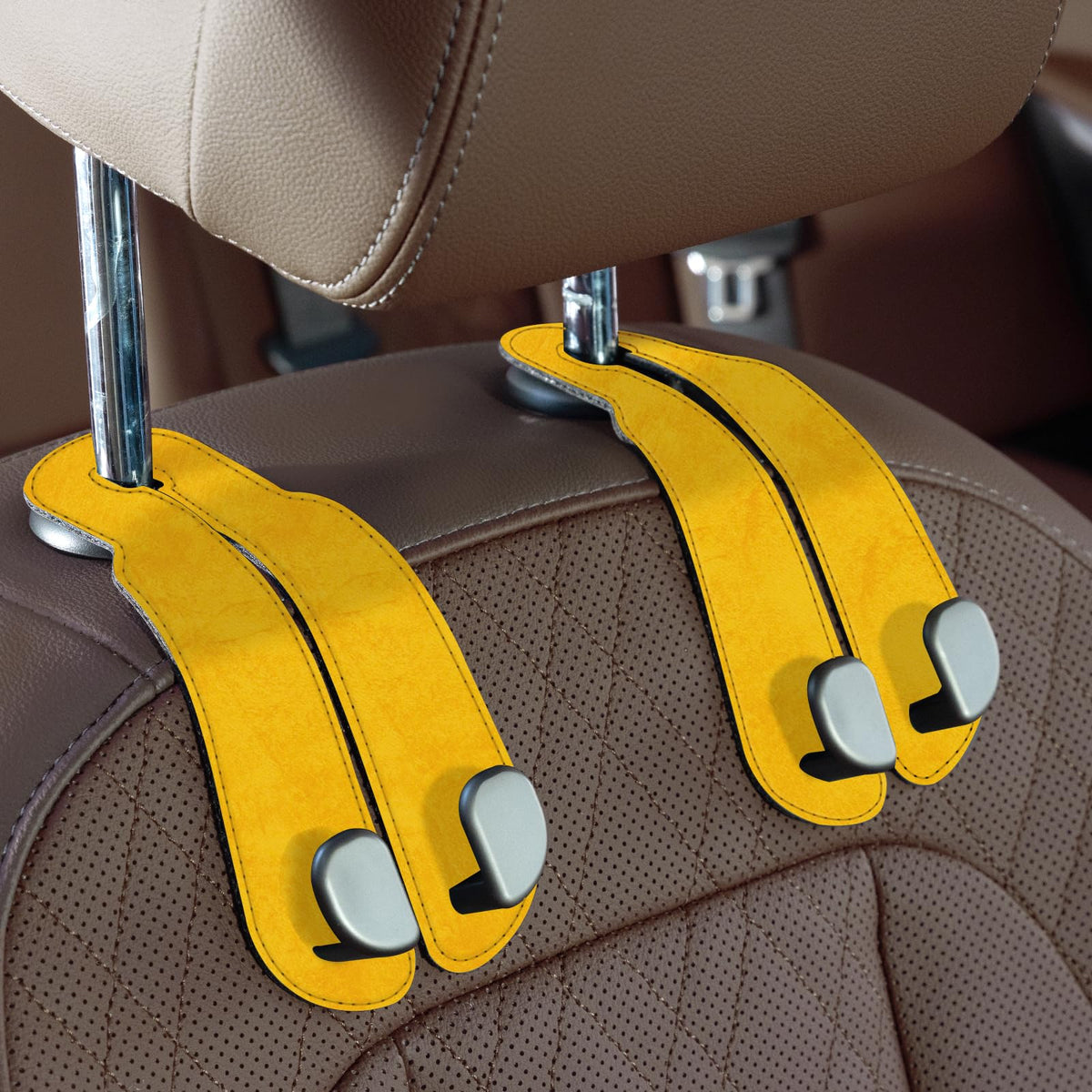 CoBak Purse Hook for Car - Universal Premium Stitched Leather and Aluminum-Magnesium Alloy Double Car Seat Back Storage Hook for Purses, Handbags, Bags (2 Pack),SageGreen