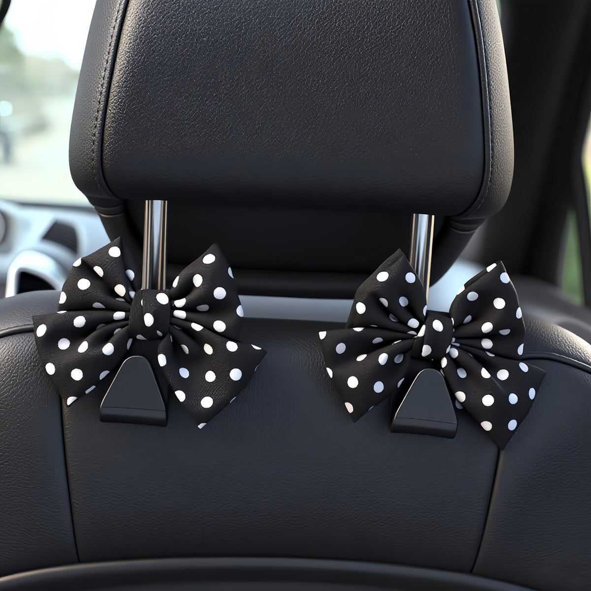 2-Pack Car Purse Hooks for Hanging Purses and Bags, Cute Bow car seat headrest Hooks for Hanging car Purse Hooks. (Brown)