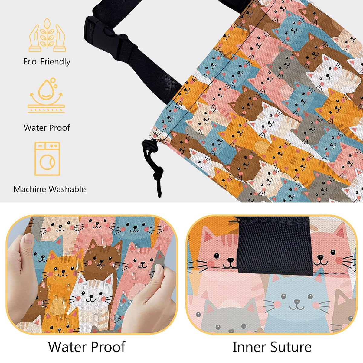 Car Trash Bag Waterproof Hanging Car Garbage Bag Colorful Cute Cats