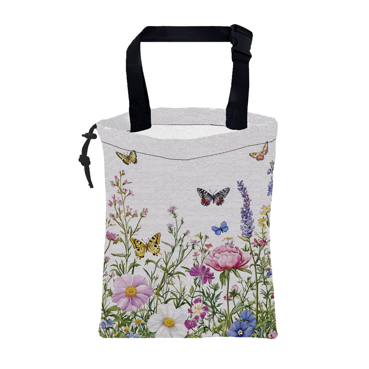 Car Garbage Bag Watercolor Floral and Leaves Drawstring Car Trash Bag Hanging for Back Seat with Adjustable Buckle Canvas Vehicle Trash Can Easy-to-Install