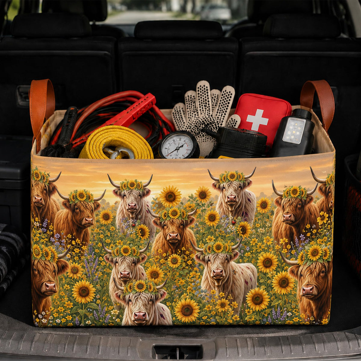 Bow Car Trunk Organizer 20L Collapsible Auto Storage Basket with Handles