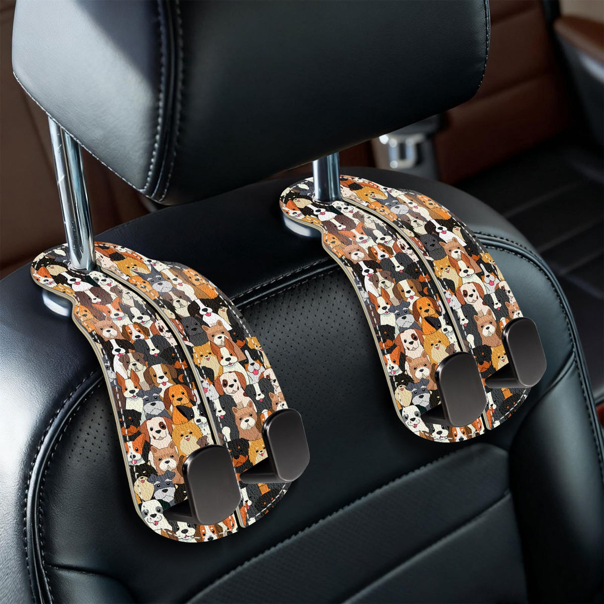 Blusabaca 2PCS Car Seat Headrest Hooks, Purses Bags Holder, Sun and Moon