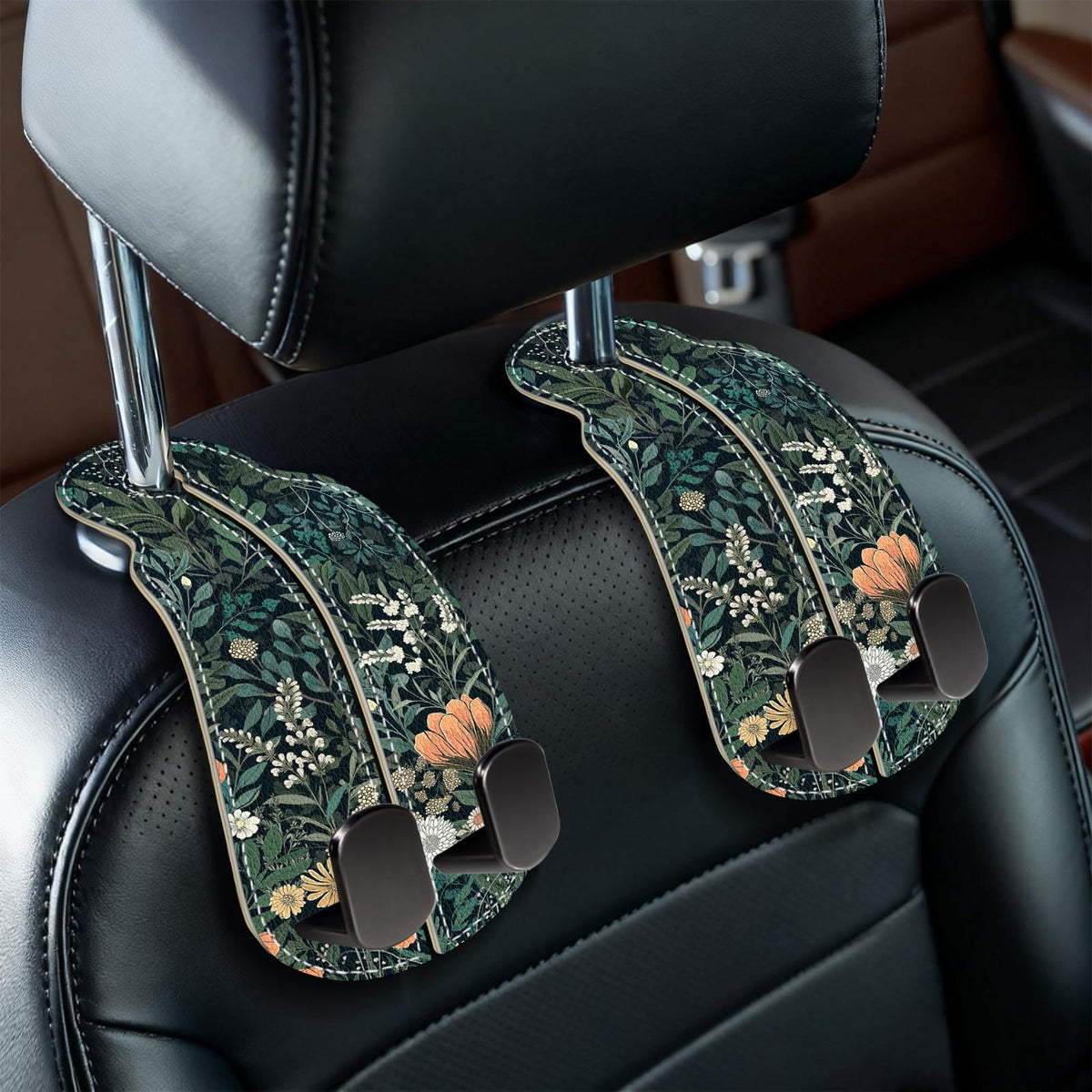 Blusabaca 2PCS Car Seat Headrest Hooks, Purses Bags Holder, Sun and Moon