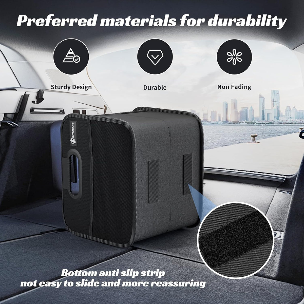 Sposuit Trunk Organizer for Car - Split Car Storage Organizer, Black, 2 Pcs