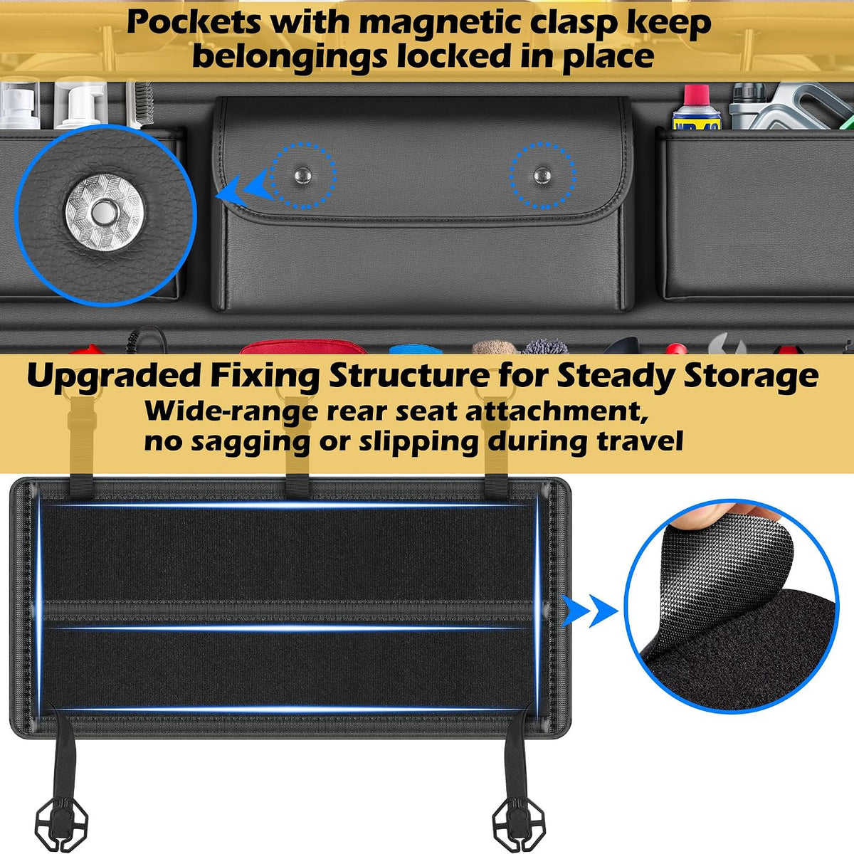 Back Seat Trunk Organizer Backseat Hanging Cargo Storage for Cars