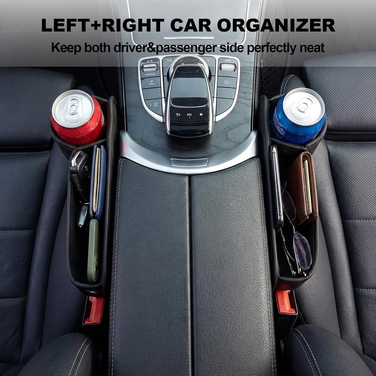 BBTO 2 Pack Car Front Seat Gap Filler Organizer with Cup Holder for SUV