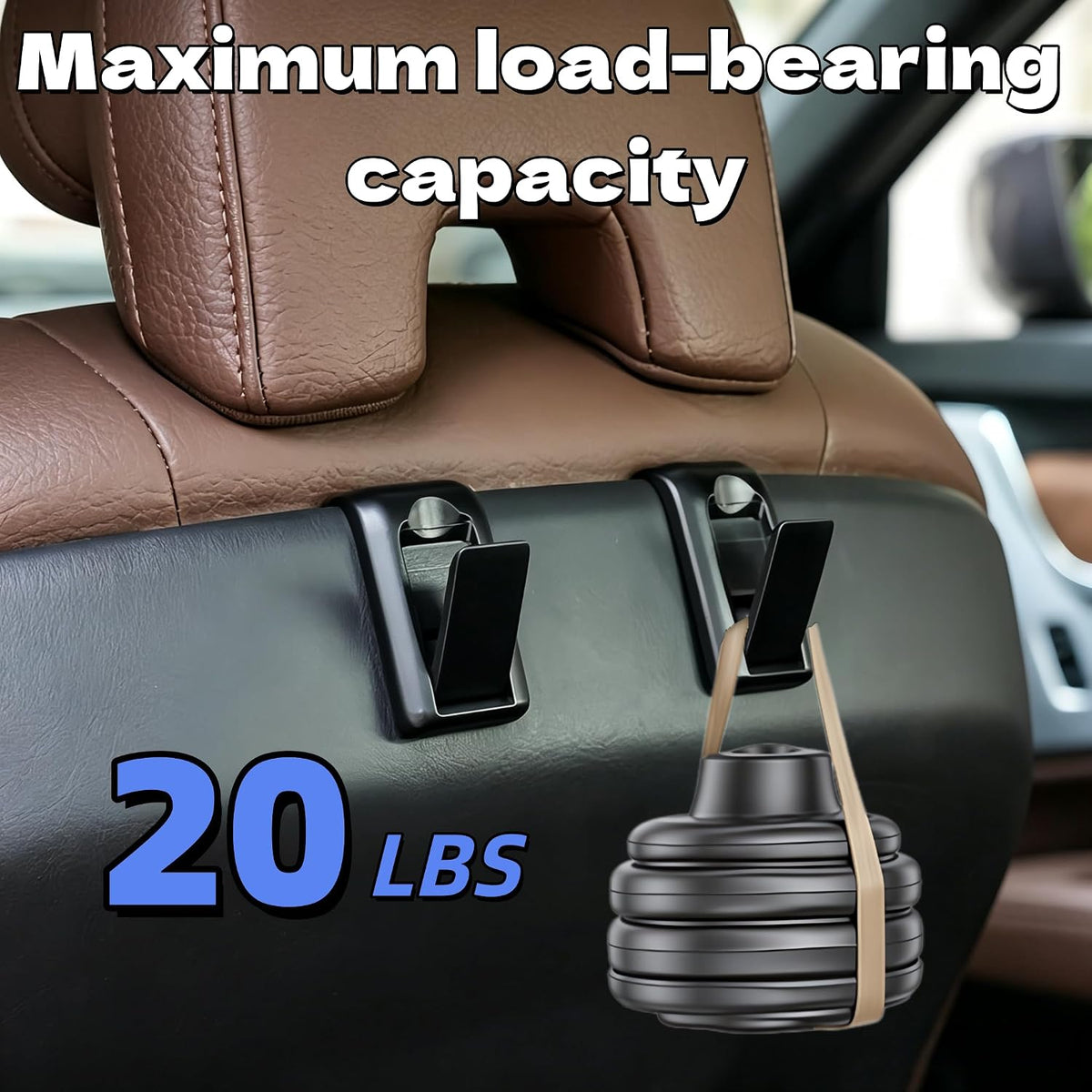 2PCS Car Seat Headrest Hooks for Volvo XC90 XC60 S90 S60 V90 V60 Series Accessories,Upgraded Foldable Hidden Car Seat Back Hooks for Bags Handbags Phones (Black)