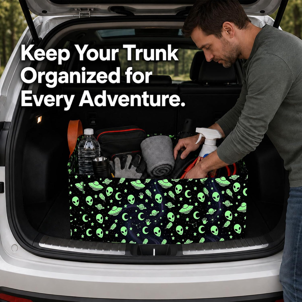 Bow Car Trunk Organizer 20L Collapsible Auto Storage Basket with Handles
