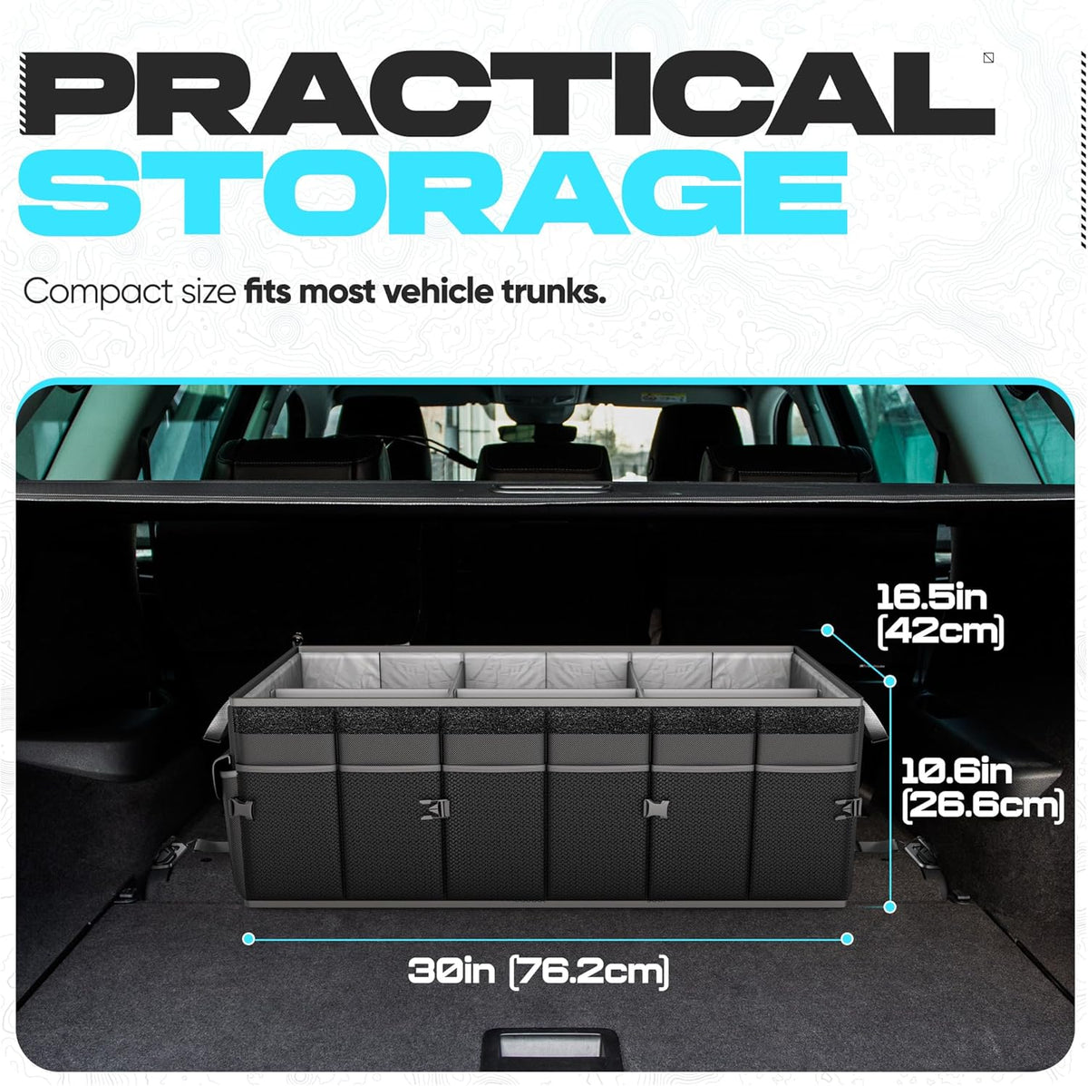 FORTEM Trunk Organizer - Foldable Car Organizer & Storage for SUVs & Trucks
