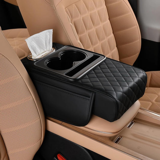FREESOO Universal 5-in-1 Car Middle Center Console Cover with Cup Holder