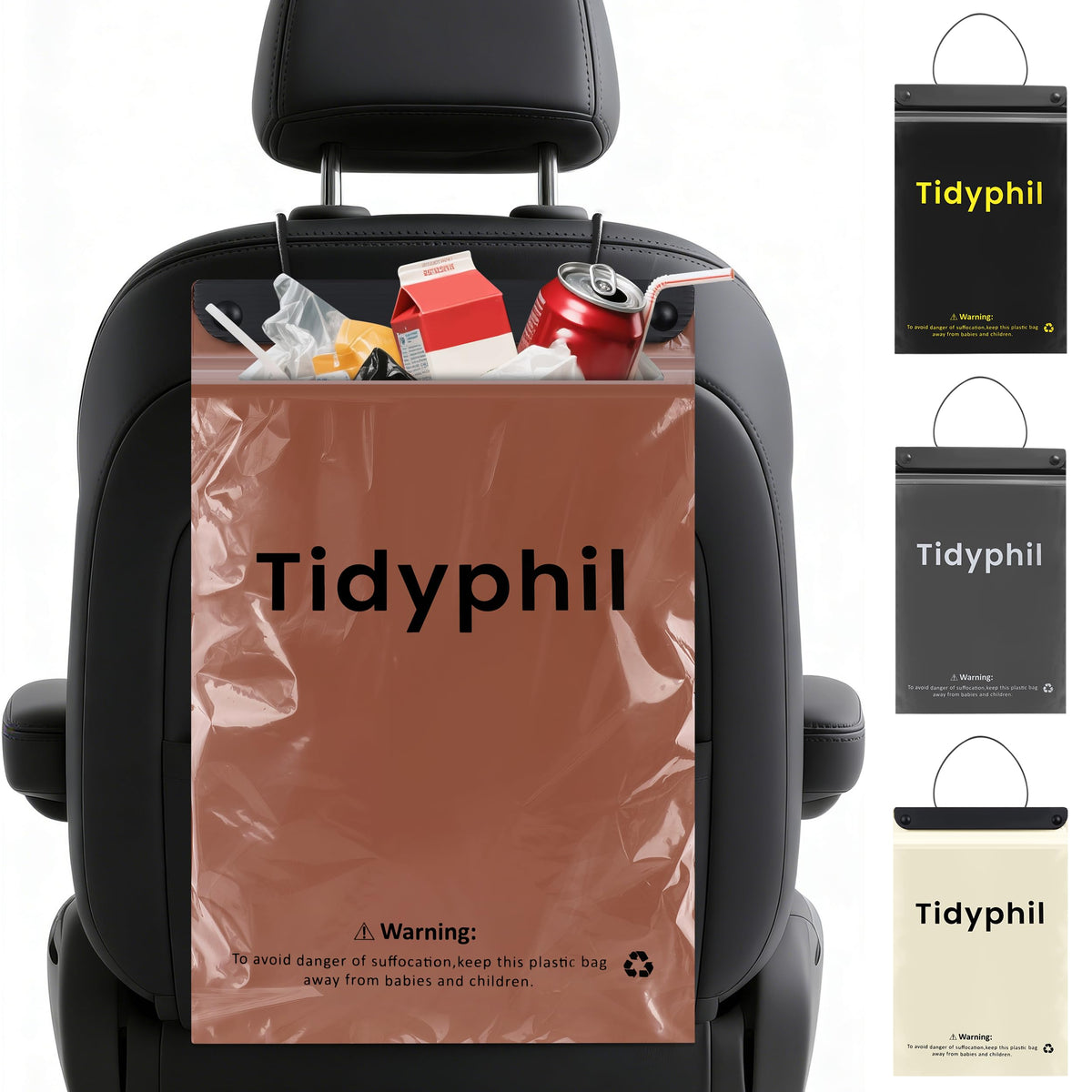 50 PCS Disposable Hanging Car Garbage Bags, Car Trash Can Substitute. Black