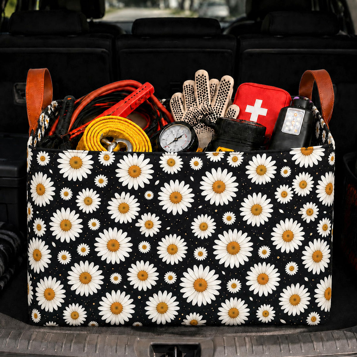 Bow Car Trunk Organizer 20L Collapsible Auto Storage Basket with Handles