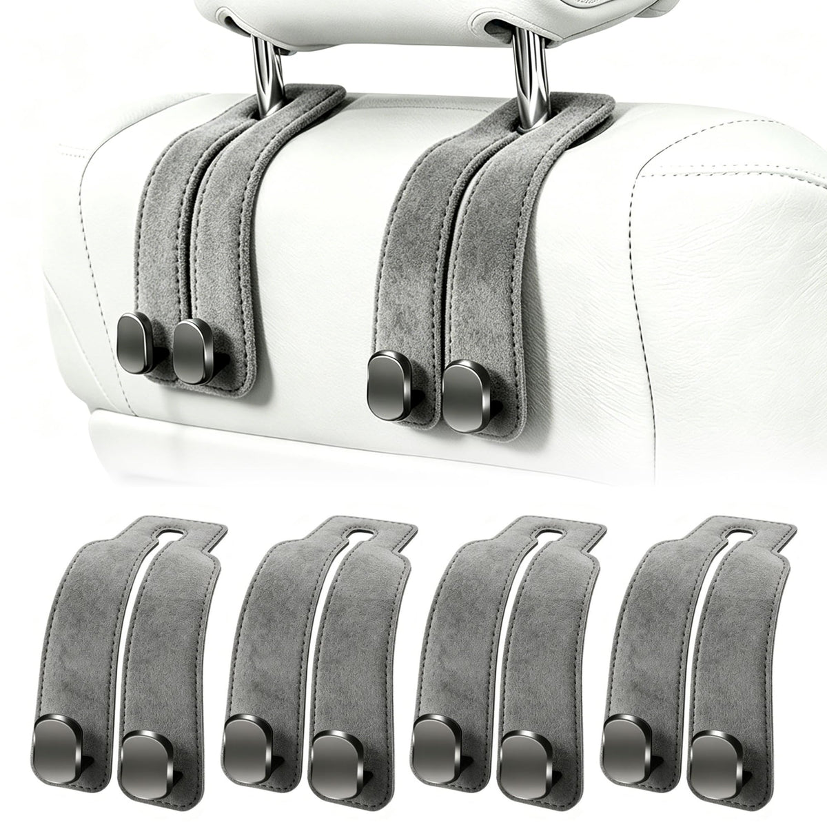 Amelity Car Headrest Hooks, Purse Hook for Car 4 Pack Beige