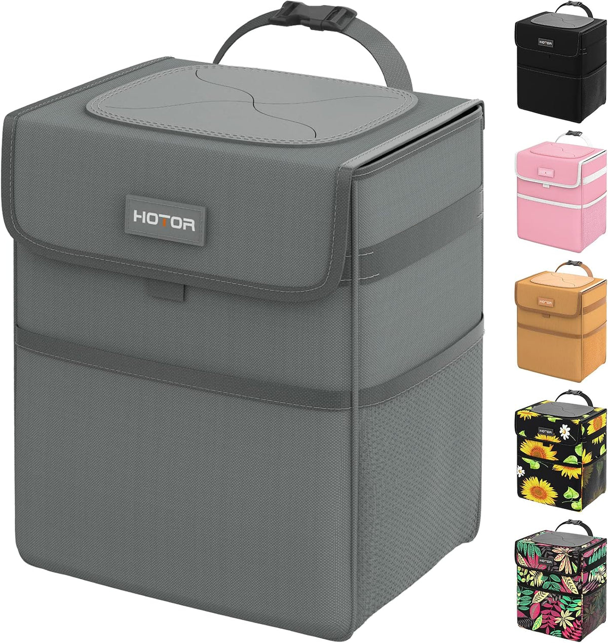 HOTOR Car Trash Can, Leak-Proof Car Organizer, Flamingo Print, 2-Gallon