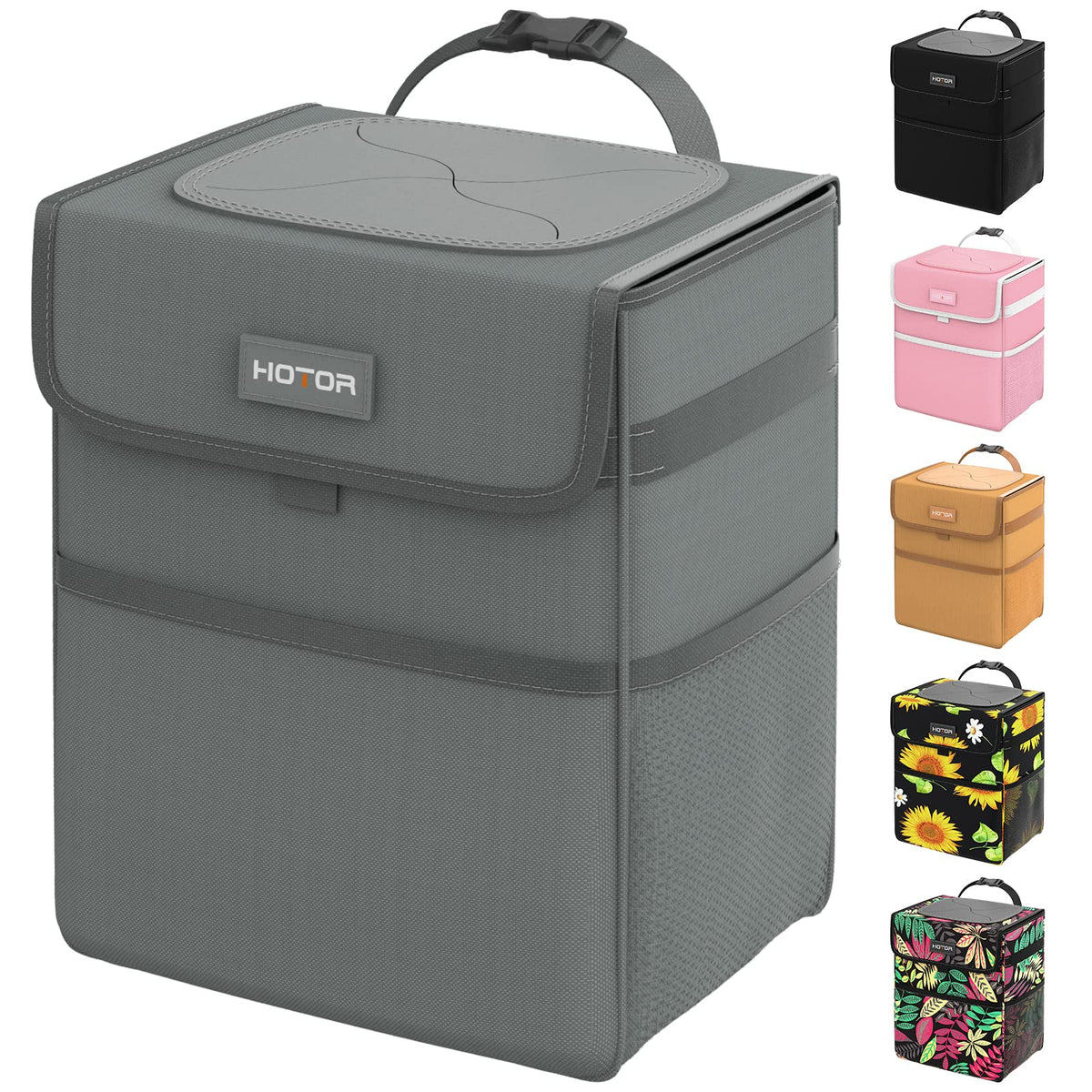 HOTOR Car Trash Can, Leak-Proof Car Organizer, Flamingo Print, 2-Gallon