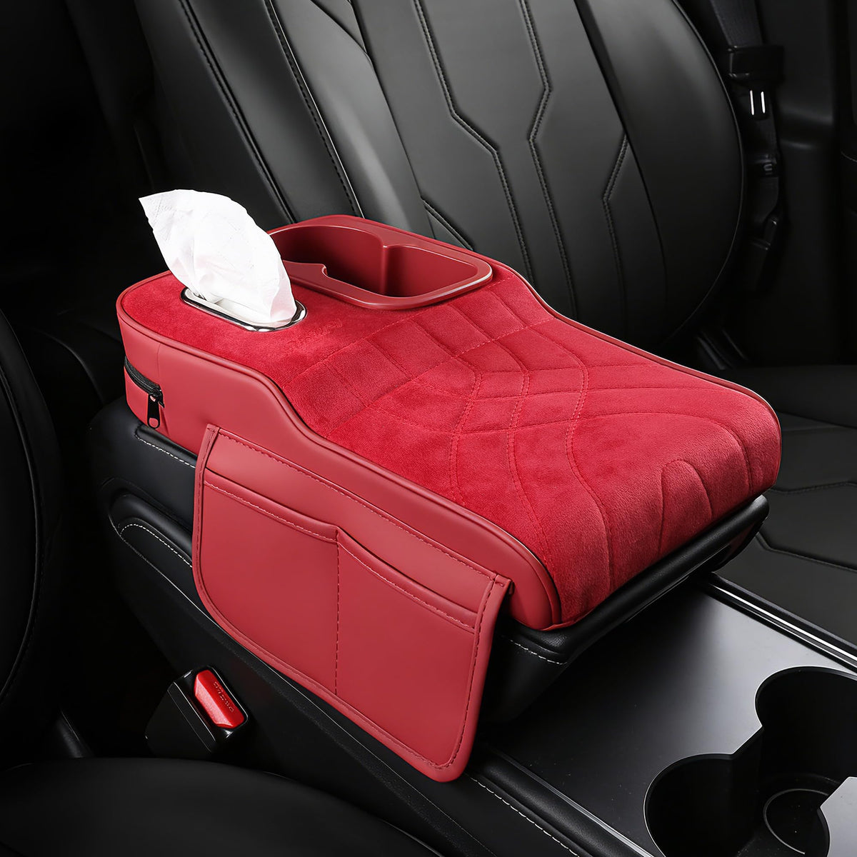 FREESOO Universal 5-in-1 Car Middle Center Console Cover with Cup Holder